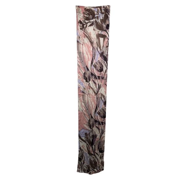 Cynthia Rowley 100% silk abstract watercolor floral long scarf 12.5 x 66” - Picture 5 of 9